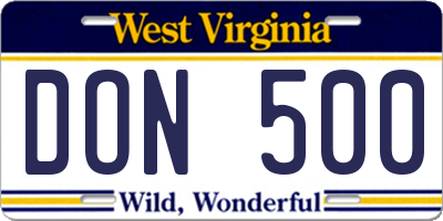 WV license plate DON500