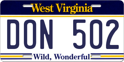 WV license plate DON502