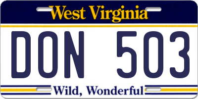 WV license plate DON503