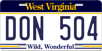 WV license plate DON504