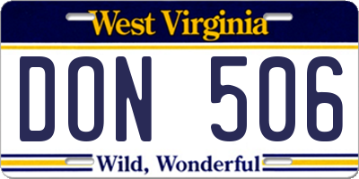 WV license plate DON506
