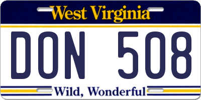WV license plate DON508