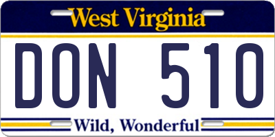 WV license plate DON510