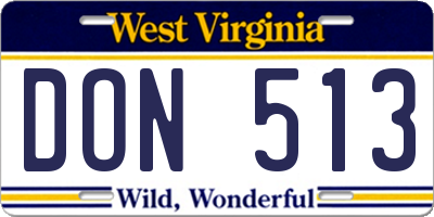 WV license plate DON513