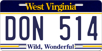 WV license plate DON514