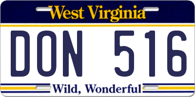 WV license plate DON516