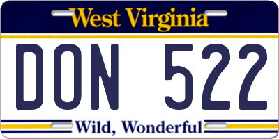 WV license plate DON522