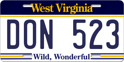 WV license plate DON523