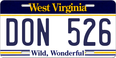WV license plate DON526
