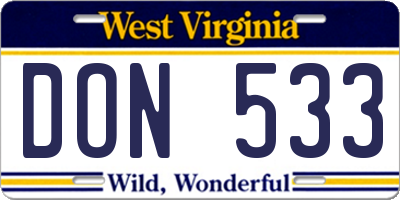 WV license plate DON533