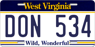 WV license plate DON534