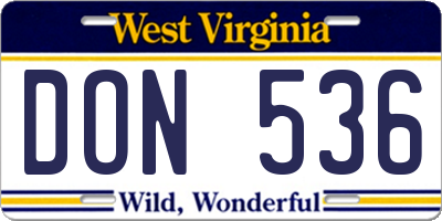 WV license plate DON536