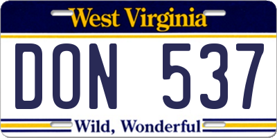 WV license plate DON537