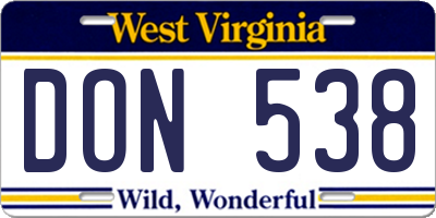 WV license plate DON538