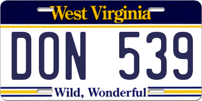 WV license plate DON539