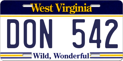 WV license plate DON542