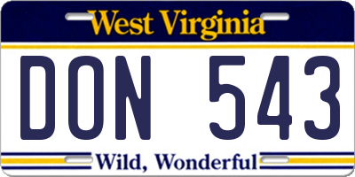 WV license plate DON543
