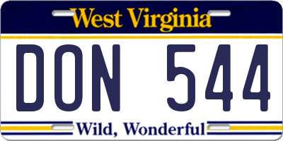 WV license plate DON544