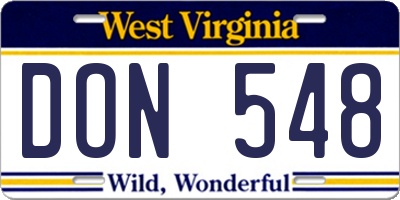 WV license plate DON548