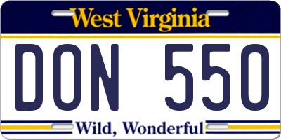 WV license plate DON550
