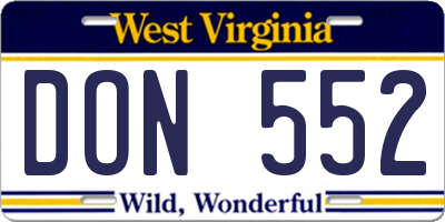 WV license plate DON552