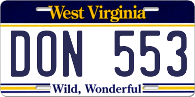 WV license plate DON553