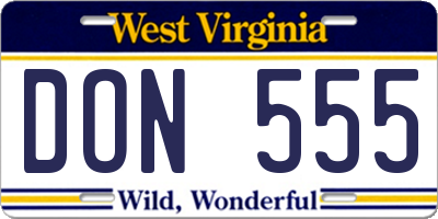 WV license plate DON555
