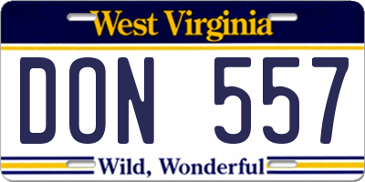WV license plate DON557