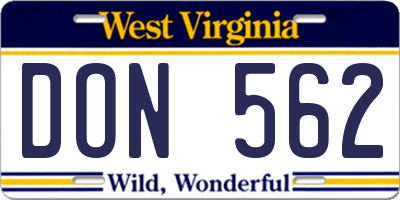WV license plate DON562
