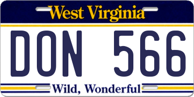 WV license plate DON566