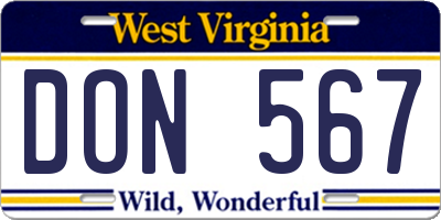 WV license plate DON567