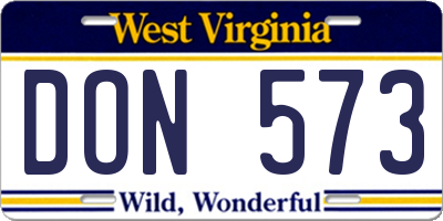 WV license plate DON573