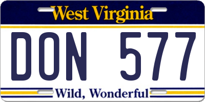 WV license plate DON577
