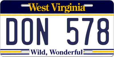 WV license plate DON578