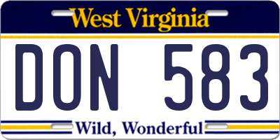 WV license plate DON583