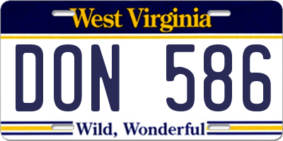 WV license plate DON586