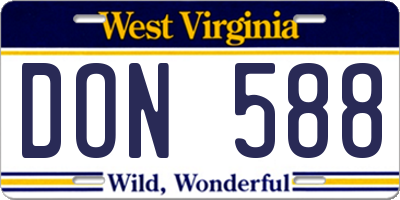WV license plate DON588
