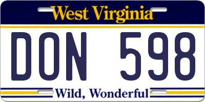 WV license plate DON598