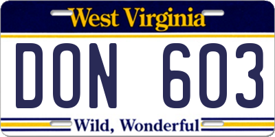 WV license plate DON603
