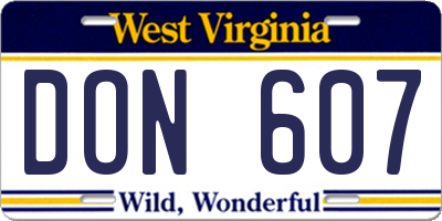 WV license plate DON607