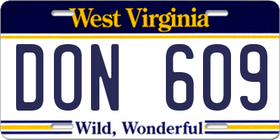 WV license plate DON609