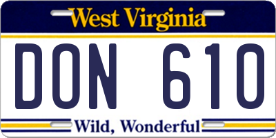 WV license plate DON610