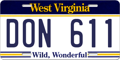 WV license plate DON611