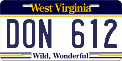 WV license plate DON612
