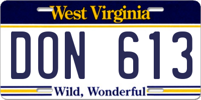 WV license plate DON613