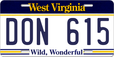 WV license plate DON615