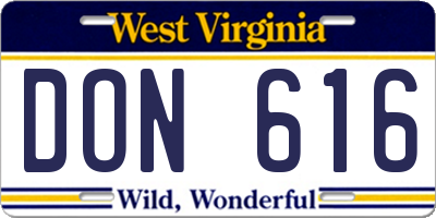 WV license plate DON616