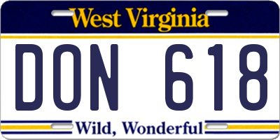 WV license plate DON618
