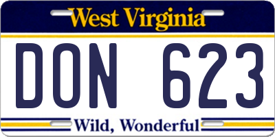 WV license plate DON623