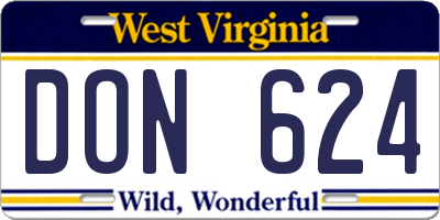 WV license plate DON624